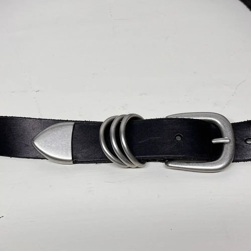 Urban Outfitters Womens Black Leather Biker Belt Size Large
